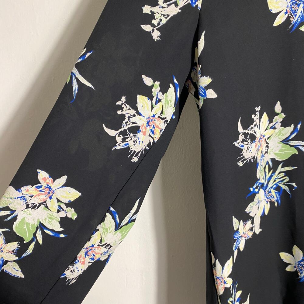 41 Hawthorn Black Floral Blouse SZ L Office Workwear Business Casual Travel‎ - Picture 4 of 11